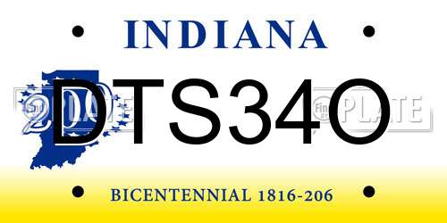 DTS34O Indiana License Plate