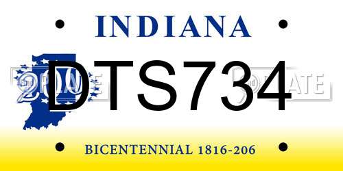 DTS734 Indiana License Plate