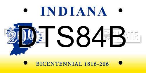 DTS84B Indiana License Plate