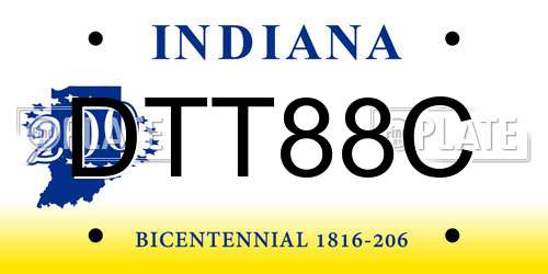 DTT88C Indiana License Plate