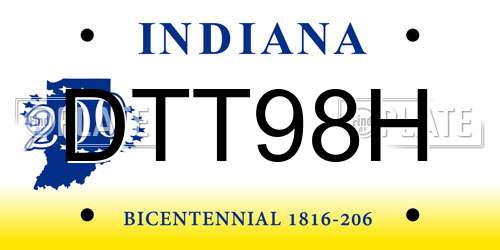 DTT98H Indiana License Plate