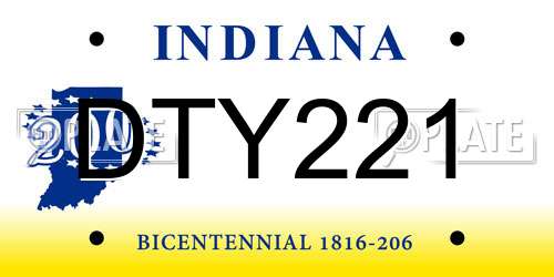DTY221 Indiana License Plate
