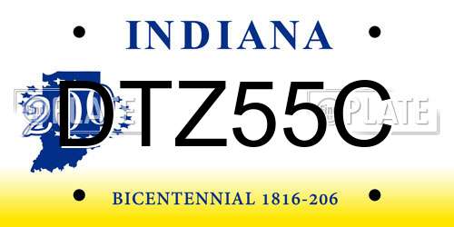 DTZ55C Indiana License Plate