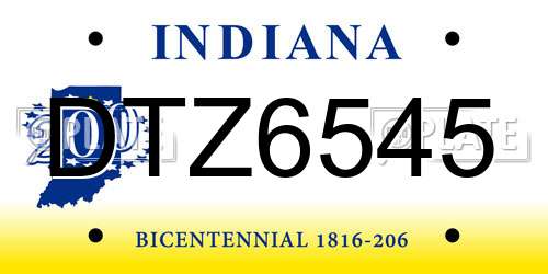 DTZ6545 Indiana License Plate