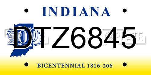DTZ6845 Indiana License Plate