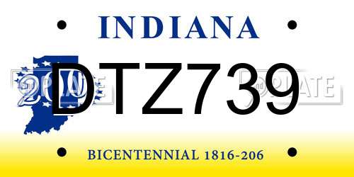 DTZ739 Indiana License Plate