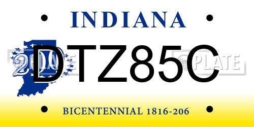DTZ85C Indiana License Plate