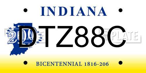 DTZ88C Indiana License Plate