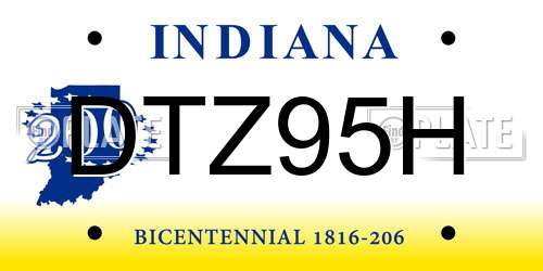 DTZ95H Indiana License Plate