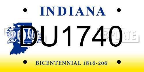 DU1740 Indiana License Plate