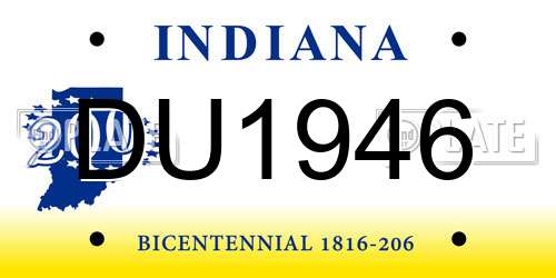 DU1946 Indiana License Plate
