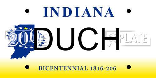 DUCH Indiana License Plate