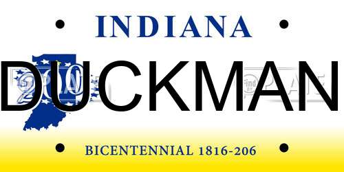 DUCKMAN Indiana License Plate