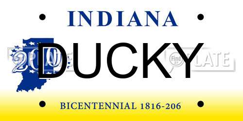 DUCKY Indiana License Plate