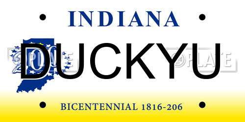 DUCKYU Indiana License Plate