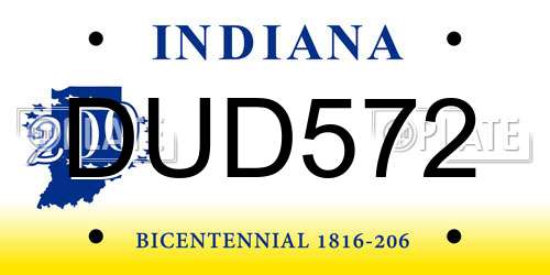 DUD572 Indiana License Plate