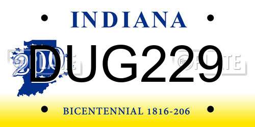 DUG229 Indiana License Plate