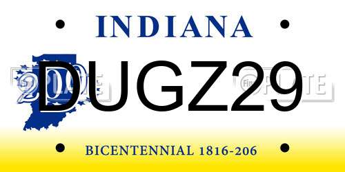 DUGZ29 Indiana License Plate