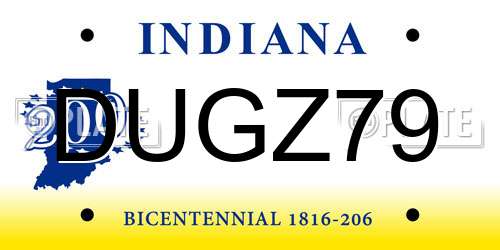 DUGZ79 Indiana License Plate