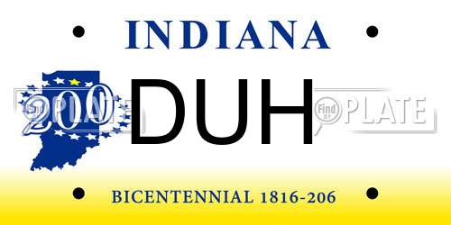 DUH Indiana License Plate