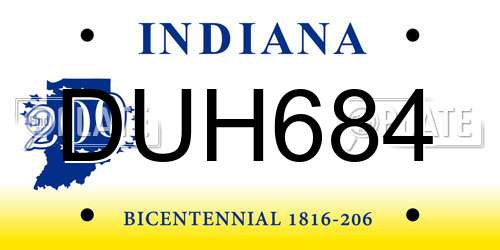 DUH684 Indiana License Plate
