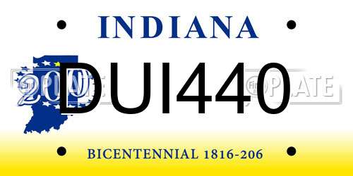 DUI440 Indiana License Plate