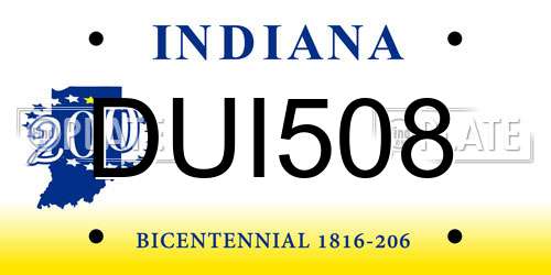 DUI508 Indiana License Plate
