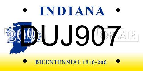 DUJ907 Indiana License Plate