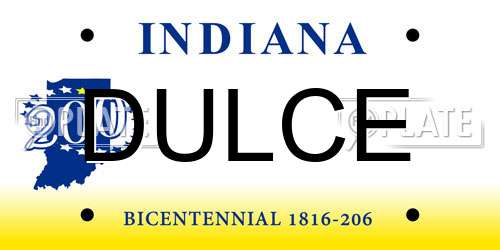 DULCE Indiana License Plate