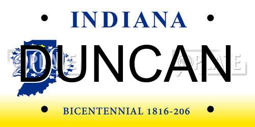 DUNCAN Indiana License Plate