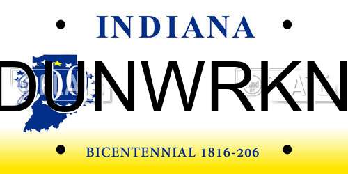 DUNWRKN Indiana License Plate