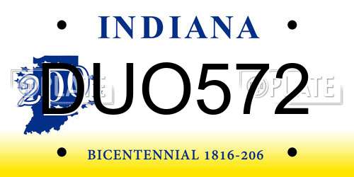 DUO572 Indiana License Plate