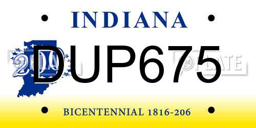 DUP675 Indiana License Plate