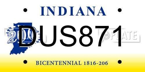 DUS871 Indiana License Plate