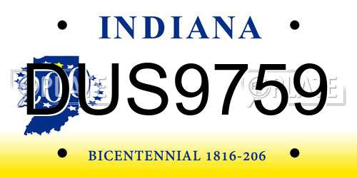DUS9759 Indiana License Plate