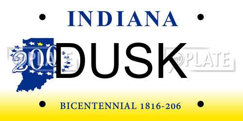 DUSK Indiana License Plate