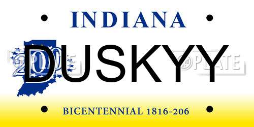 DUSKYY Indiana License Plate