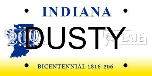 DUSTY Indiana License Plate