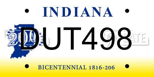 DUT498 Indiana License Plate