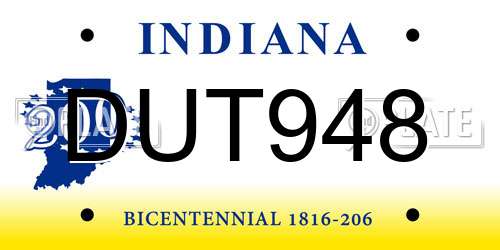 DUT948 Indiana License Plate