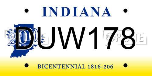 DUW178 Indiana License Plate