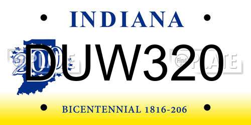 DUW320 Indiana License Plate