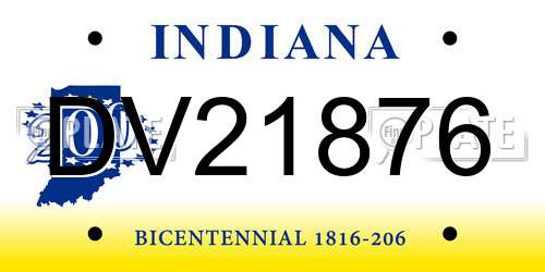 DV21876 Indiana License Plate