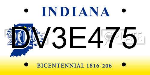 DV3E475 Indiana License Plate