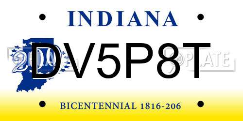 DV5P8T Indiana License Plate