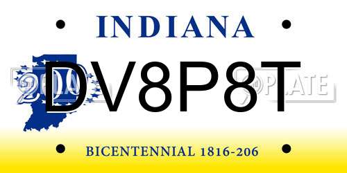 DV8P8T Indiana License Plate