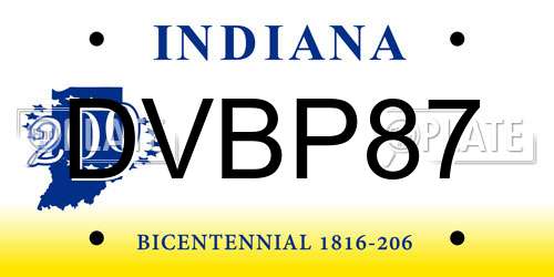 DVBP87 Indiana License Plate