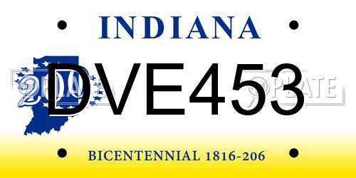 DVE453 Indiana License Plate