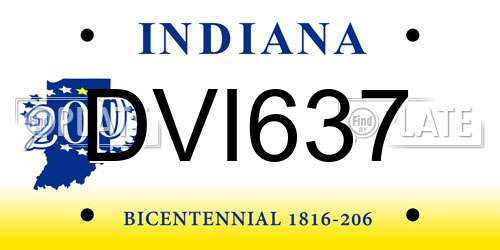DVI637 Indiana License Plate