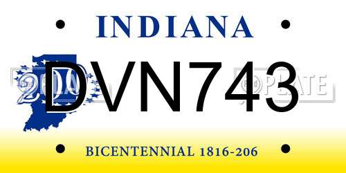 DVN743 Indiana License Plate